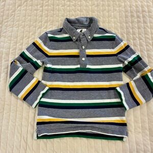 Janie and Jack Striped Kids Polo Shirt Long Sleeve Size 5